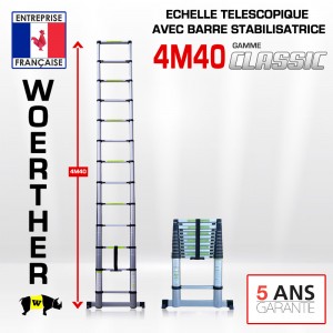 ÉCHELLE TÉLESCOPIQUE 4M40 CLASSIC AVEC BARRE STABILISATRICE